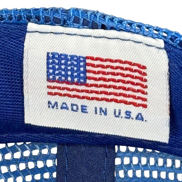 Vintage 90s Bricklayers #5 Cleveland Ohio Blue Trucker Hat Made In USA Snapback - Picture 5 of 7
